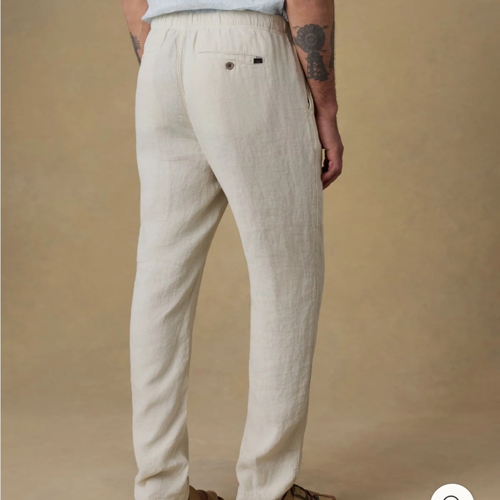Faherty Linen Drawstring Pant - Weathered Sand - Picture 2 of 4